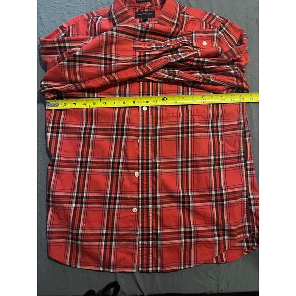 Banana Republic Red Plaid Flannel Shirt Men’s M Untucked Fit Soft Casual - Picture 6 of 6